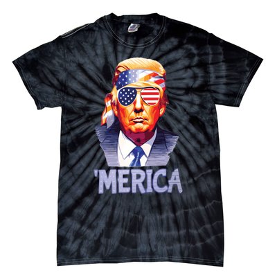 Trump Merica Donald Trump Funny 4th Of July Merica Tie-Dye T-Shirt