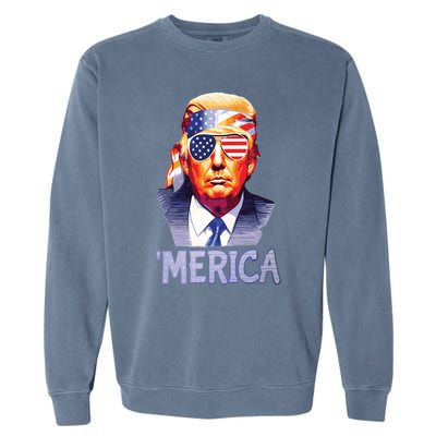 Trump Merica Donald Trump Funny 4th Of July Merica Garment-Dyed Sweatshirt