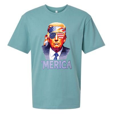 Trump Merica Donald Trump Funny 4th Of July Merica Sueded Cloud Jersey T-Shirt