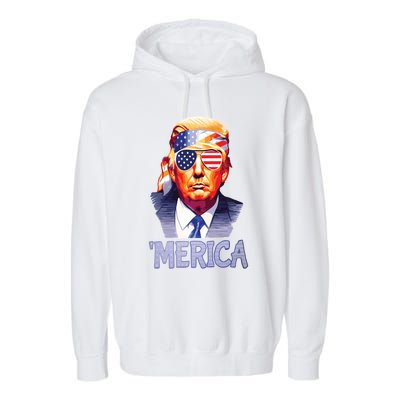 Trump Merica Donald Trump Funny 4th Of July Merica Garment-Dyed Fleece Hoodie