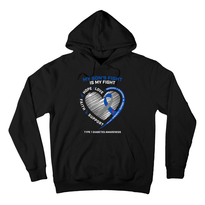 T1D Mom Dad My Son's Fight Type 1 Diabetes Awareness Gifts Hoodie