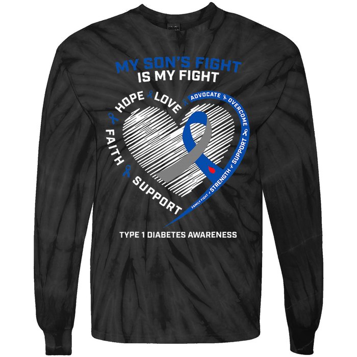 T1D Mom Dad My Son's Fight Type 1 Diabetes Awareness Gifts Tie-Dye Long Sleeve Shirt