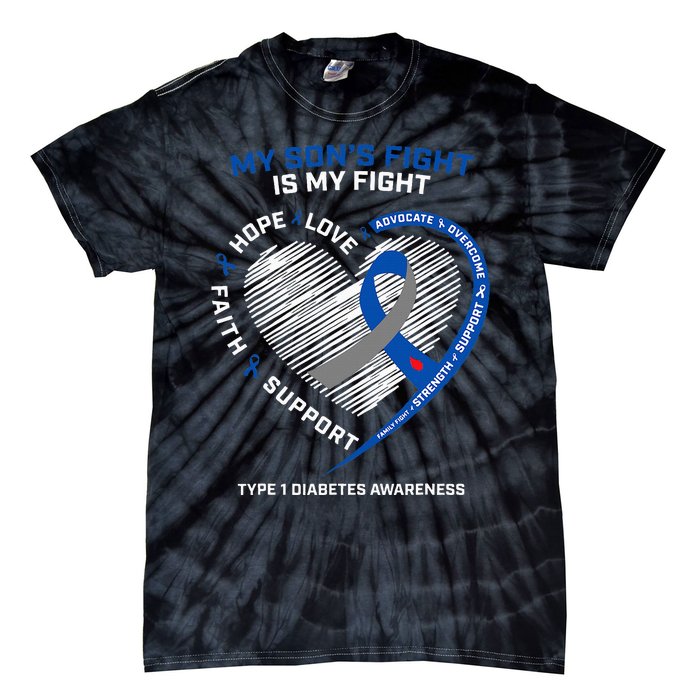 T1D Mom Dad My Son's Fight Type 1 Diabetes Awareness Gifts Tie-Dye T-Shirt