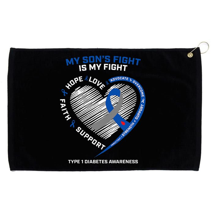 T1D Mom Dad My Son's Fight Type 1 Diabetes Awareness Gifts Grommeted Golf Towel