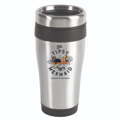Tipsy Mermaid Dive Bar Cute Retro Pinup 16oz Travel Tumbler