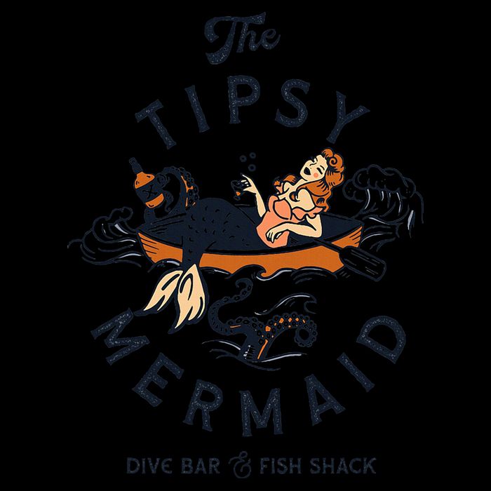 Tipsy Mermaid Dive Bar Cute Retro Pinup 16oz Travel Tumbler