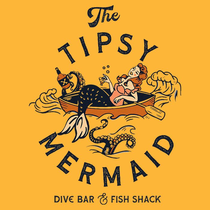 Tipsy Mermaid Dive Bar Cute Retro Pinup Pom Pom 12in Knit Beanie