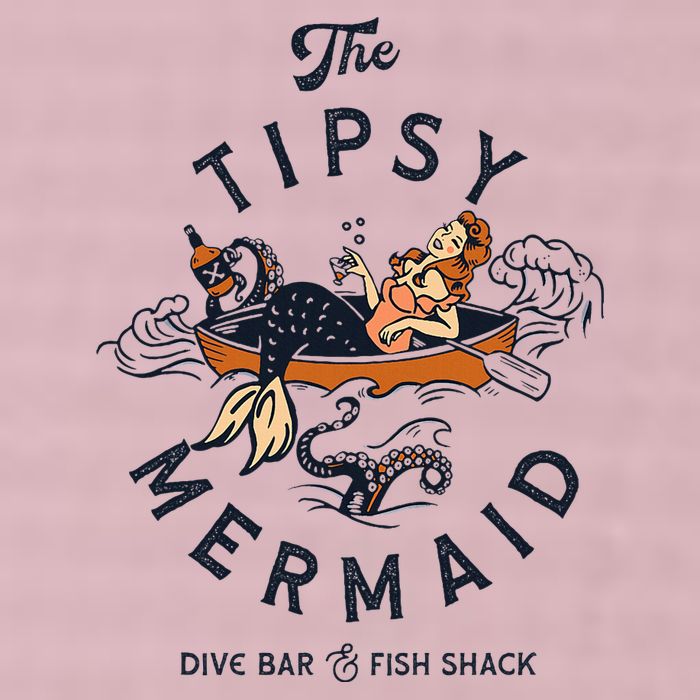 Tipsy Mermaid Dive Bar Cute Retro Pinup 25L Jumbo Tote