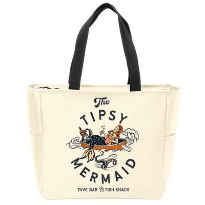 Tipsy Mermaid Dive Bar Cute Retro Pinup Zip Tote Bag