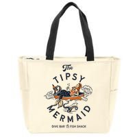 Tipsy Mermaid Dive Bar Cute Retro Pinup Zip Tote Bag