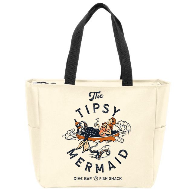 Tipsy Mermaid Dive Bar Cute Retro Pinup Zip Tote Bag