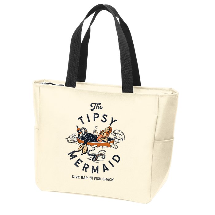 Tipsy Mermaid Dive Bar Cute Retro Pinup Zip Tote Bag
