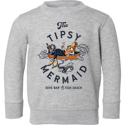 Tipsy Mermaid Dive Bar Cute Retro Pinup Toddler Sweatshirt