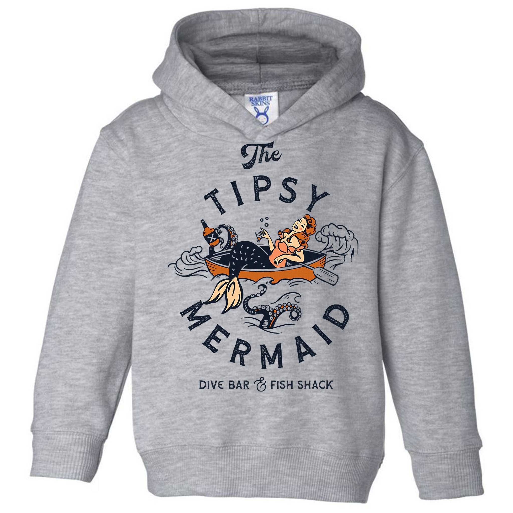 Tipsy Mermaid Dive Bar Cute Retro Pinup Toddler Hoodie