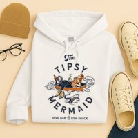 Tipsy Mermaid Dive Bar Cute Retro Pinup Hoodie