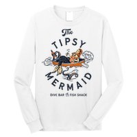 Tipsy Mermaid Dive Bar Cute Retro Pinup Long Sleeve Shirt