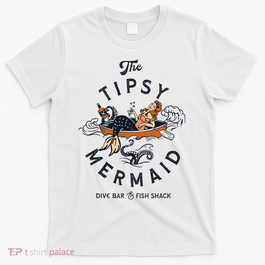 Tipsy Mermaid Dive Bar Cute Retro Pinup T-Shirt