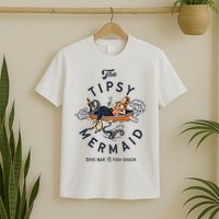 Tipsy Mermaid Dive Bar Cute Retro Pinup T-Shirt