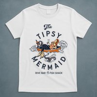 Tipsy Mermaid Dive Bar Cute Retro Pinup T-Shirt