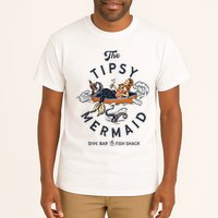Tipsy Mermaid Dive Bar Cute Retro Pinup Tall T-Shirt