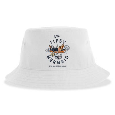 Tipsy Mermaid Dive Bar Cute Retro Pinup Sustainable Bucket Hat