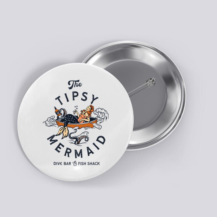 Tipsy Mermaid Dive Bar Cute Retro Pinup Button