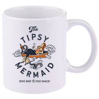 Tipsy Mermaid Dive Bar Cute Retro Pinup 11oz C Handle Ceramic Mug
