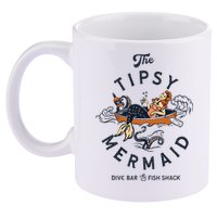 Tipsy Mermaid Dive Bar Cute Retro Pinup 11oz C Handle Ceramic Mug