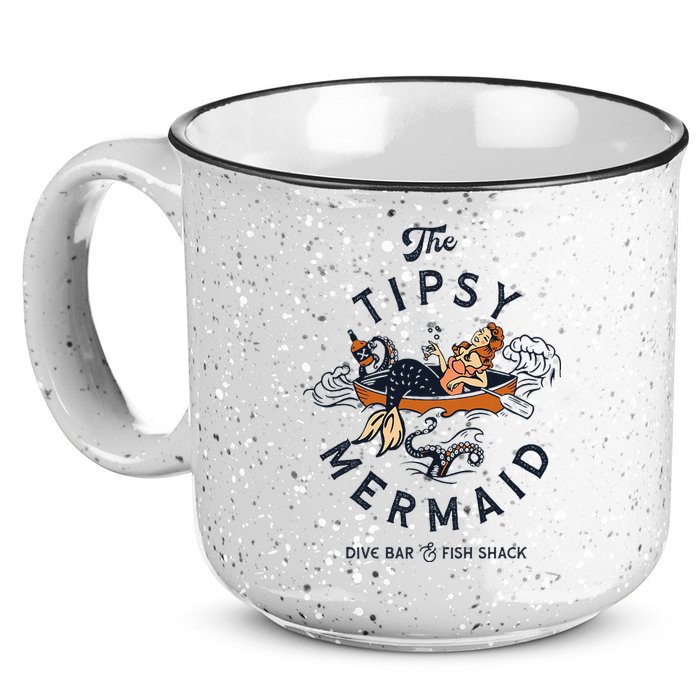 Tipsy Mermaid Dive Bar Cute Retro Pinup 15oz Campfire Ceramic Mug