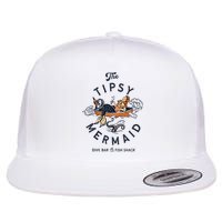 Tipsy Mermaid Dive Bar Cute Retro Pinup Flat Bill Trucker Hat