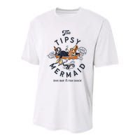 Tipsy Mermaid Dive Bar Cute Retro Pinup Youth Performance Sprint T-Shirt
