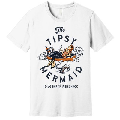 Tipsy Mermaid Dive Bar Cute Retro Pinup Premium T-Shirt