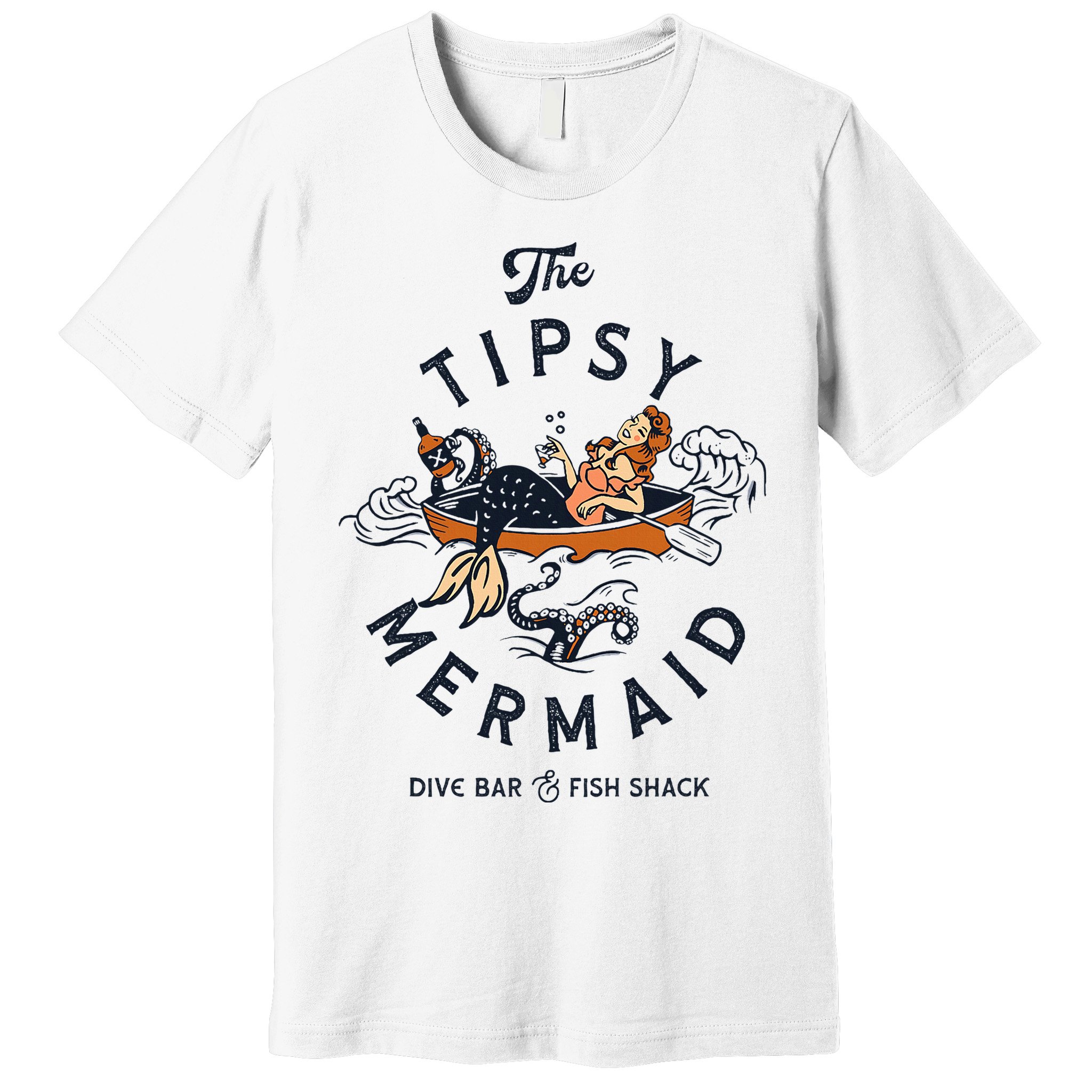 Tipsy Mermaid Dive Bar Cute Retro Pinup Premium T-Shirt