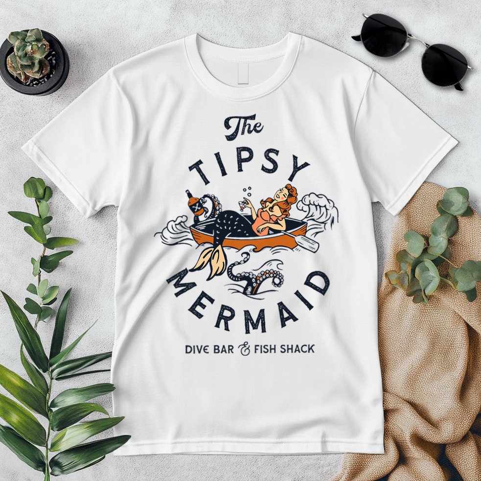 Tipsy Mermaid Dive Bar Cute Retro Pinup Premium T-Shirt