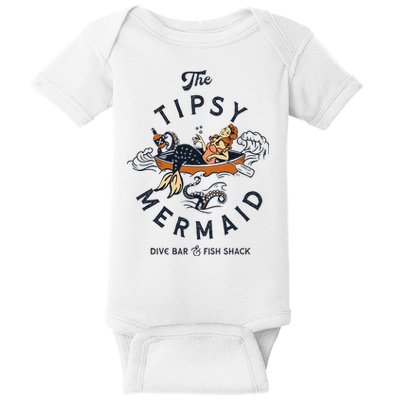 Tipsy Mermaid Dive Bar Cute Retro Pinup Baby Bodysuit