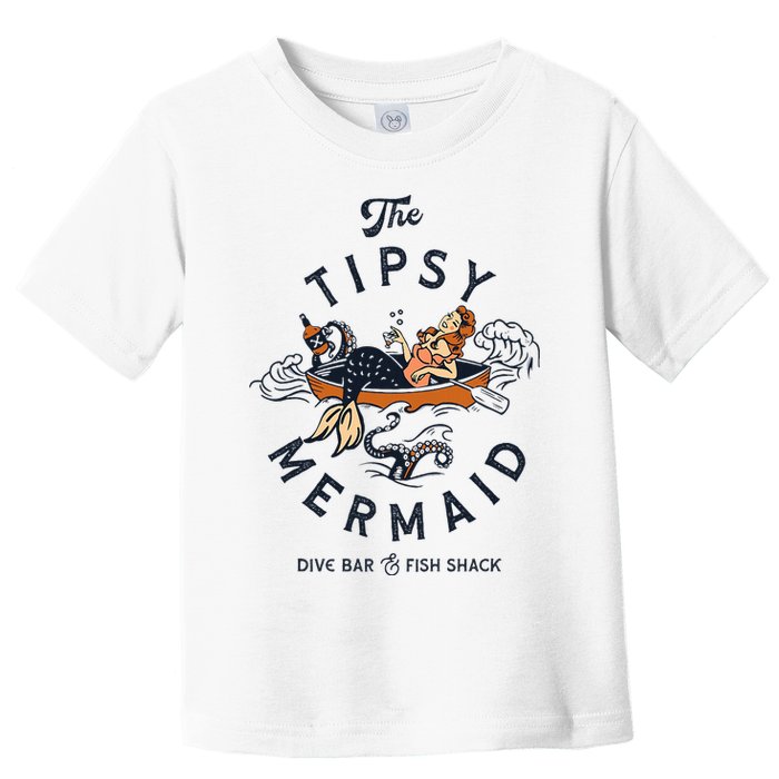 Tipsy Mermaid Dive Bar Cute Retro Pinup Toddler T-Shirt