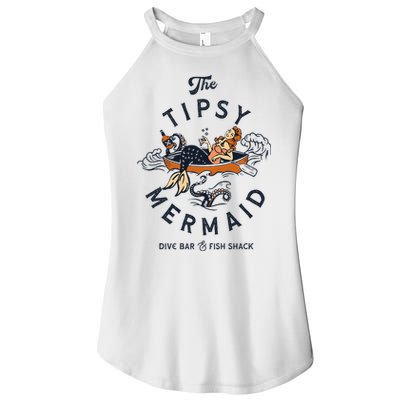 Tipsy Mermaid Dive Bar Cute Retro Pinup Women's Perfect Tri Rocker Tank