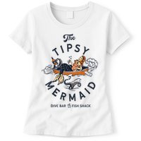 Tipsy Mermaid Dive Bar Cute Retro Pinup Womens T-Shirt