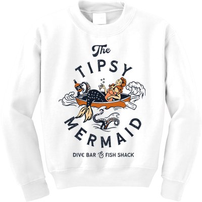 Tipsy Mermaid Dive Bar Cute Retro Pinup Kids Sweatshirt