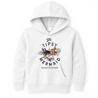 Tipsy Mermaid Dive Bar Cute Retro Pinup Kids Hoodie