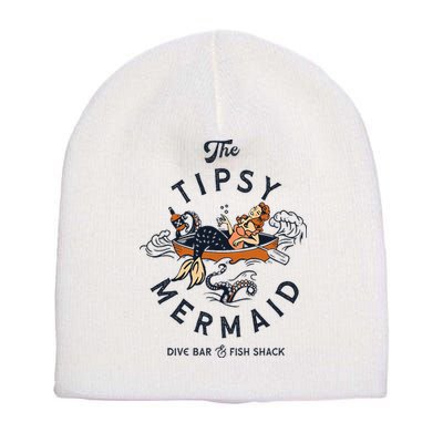 Tipsy Mermaid Dive Bar Cute Retro Pinup Short Acrylic Beanie