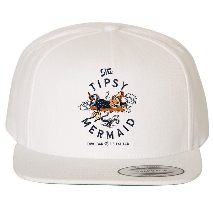 Tipsy Mermaid Dive Bar Cute Retro Pinup Wool Snapback Cap