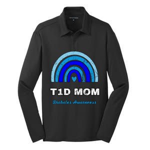 T1d Mom Diabetes Diabetic Awareness November 14 Boho Rainbow Gift Silk Touch Performance Long Sleeve Polo