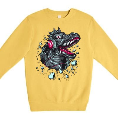 Trex Monster DJ Headphone Breakthrough Premium Crewneck Sweatshirt