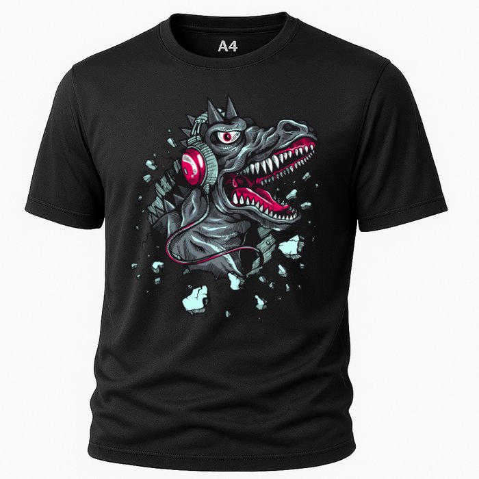 Trex Monster DJ Headphone Breakthrough Cooling Performance Crew T-Shirt