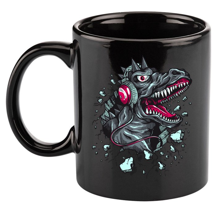 Trex Monster DJ Headphone Breakthrough 11oz C Handle Ceramic Mug