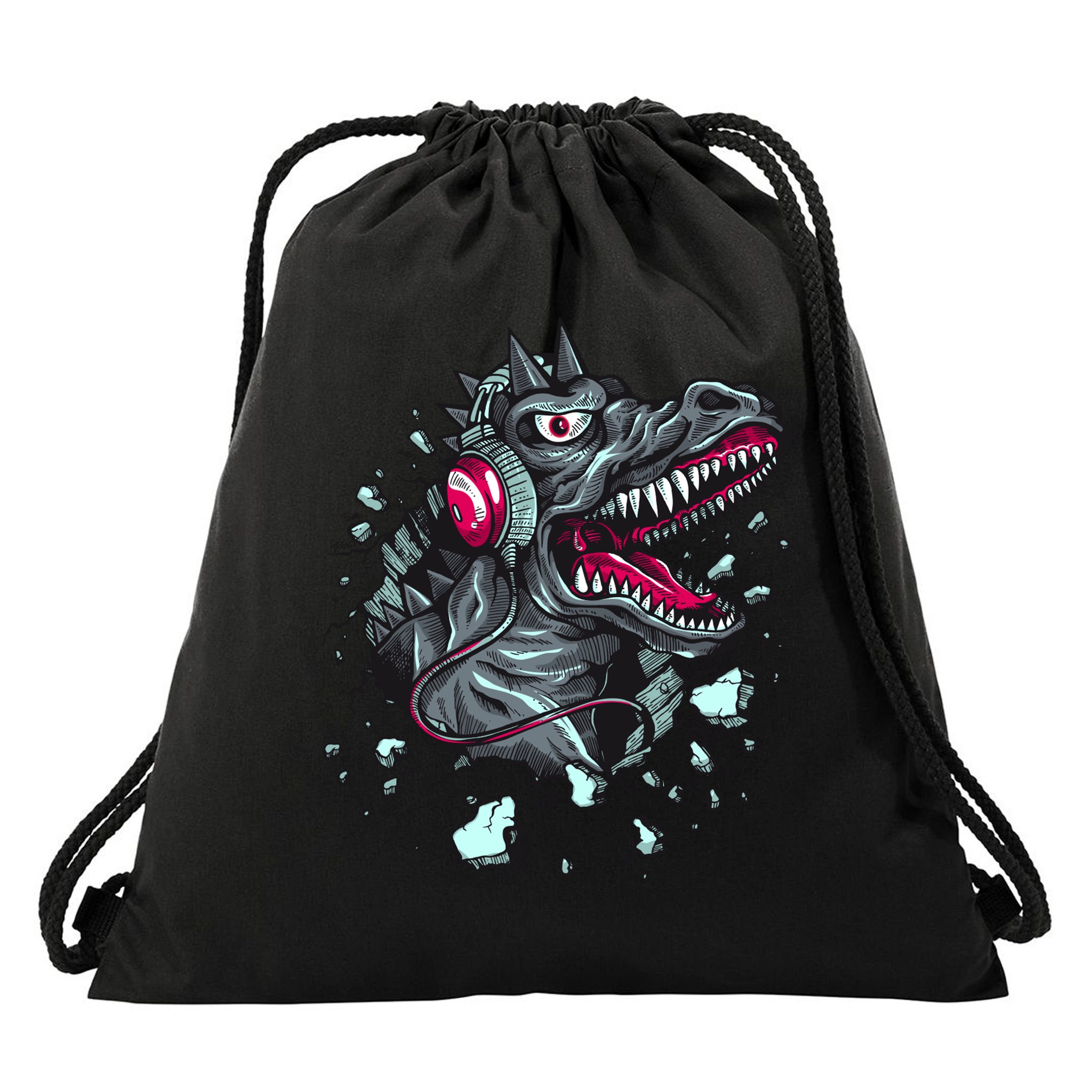 Trex Monster DJ Headphone Breakthrough Drawstring Bag