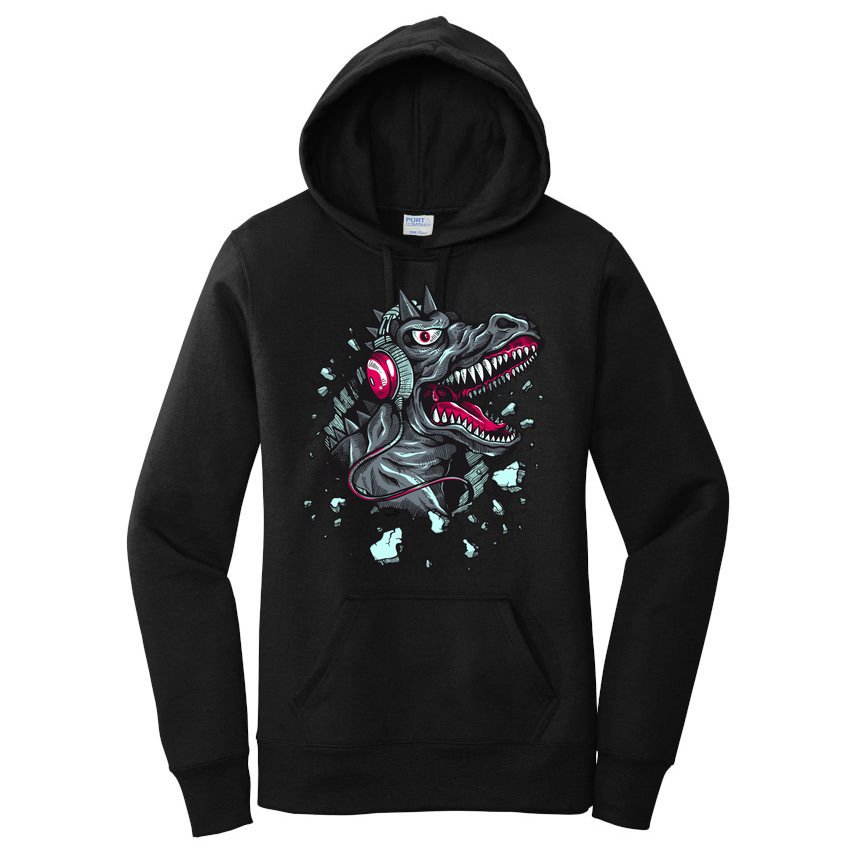 Trex Monster DJ Headphone Breakthrough Women's Pullover Hoodie