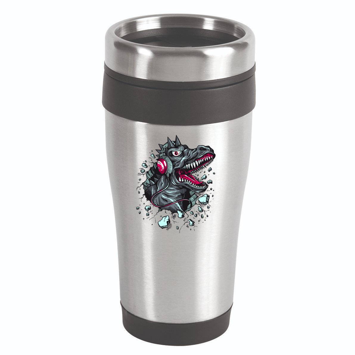 Trex Monster DJ Headphone Breakthrough 16oz Travel Tumbler