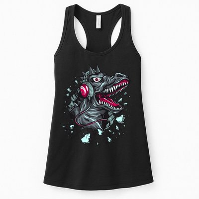 Trex Monster DJ Headphone Breakthrough Womens Tank Top